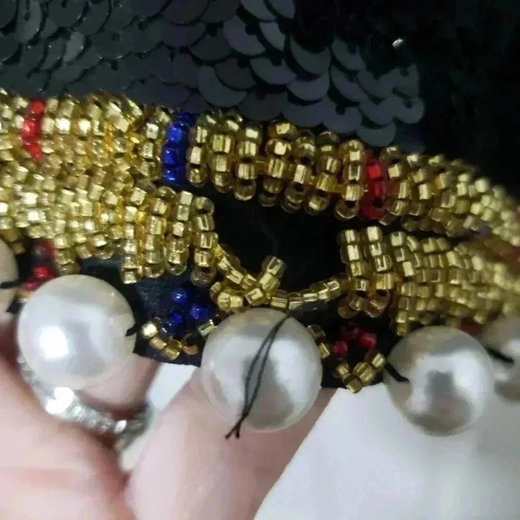 Vintage Black Tie Sequin Pearl Jacket - Picture 4 of 8